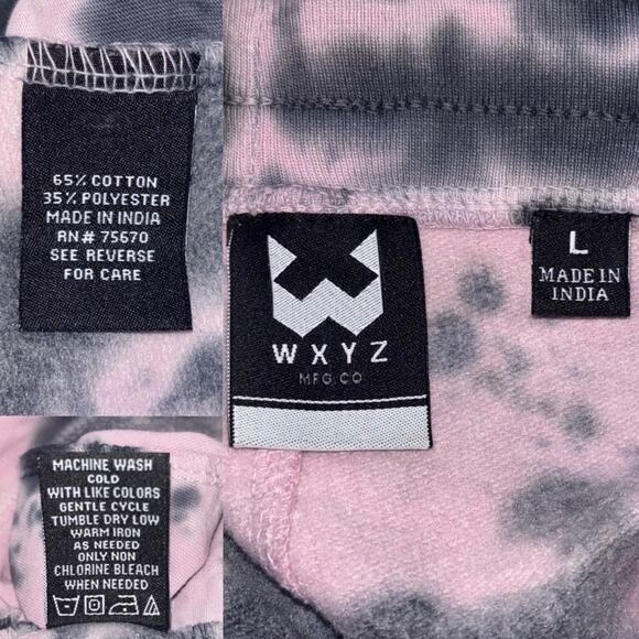 WXYZ Athletic Sweat Shorts Black and Pink Tie Dye Men's Size Large Loungewear - Picture 3 of 16